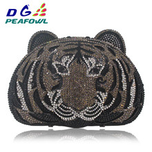 Bolsa de mão com ponta de tigre animal, bolsa de metal de luxo para casamento feminina 2024 - compre barato