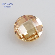 Champagne Cubic Zirconia Stone Round Shape Double Checkerboard Cut Loose CZ Stone Synthetic Gems For Jewelry 4~14mm 2024 - buy cheap
