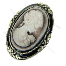 A40 Drop Shipping  Vintage Victorian Design Queen Brooch Pin Lady Cameo Black Enamel Bronze Brooch Jewelry 2024 - buy cheap