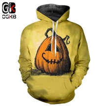 OGKB sudaderas con capucha mujer moda suelta larga 3D pulóver impresión calabaza amarilla tamaño grande 6XL ropa señora invierno sudaderas 2024 - compra barato