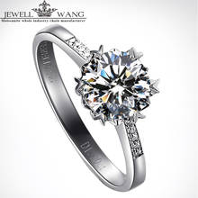 Jewellwang 18k White Gold Ring Snowflake 0.5ct Moissanites 0.05 Carat Diamond Side Propose Engagement Rings For Women Shiny Gift 2024 - buy cheap
