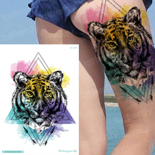 Lion Tiger Geometric Temporary Tattoos Sticker Waterproof Animal Tattoos Women Men Fake Tatoo Big Size Sexy Body Art Decal 2024 - buy cheap