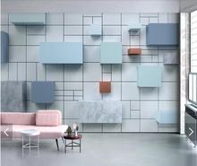 Papel tapiz geométrico abstracto 3D para pared, Papel tapiz cuadrado azul para pared De salón decoración De pared, rollos De Papel De pared 2024 - compra barato