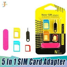 Adaptador de tarjeta Nano Sim 5 en 1, adaptador de tarjeta Micro Sim estándar para iPhone 4, 4S, 5, 5c, 5s, 6, 6s, caja de venta al por menor, 300SET/lote 2024 - compra barato