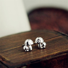 Cute Popular Simple Fashion Exquisite Silver Plated Jewelry Double Mushroom Anti-allergy Classic Stud Earrings E103 2024 - buy cheap