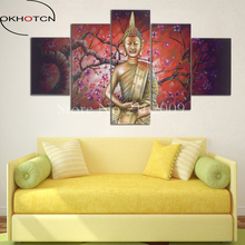 OKHOTCN-pintura de Buda impresa abstracta, lienzo de arte de pared, decoración del hogar, sala de estar para marco de imagen de Buda, carteles, 5 paneles 2024 - compra barato
