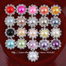 (50PCS/LOT) 20MM 21 Colors Handmade Metal Crystal Wedding Buttons For Hair Accessory Cute Clear Alloy Rhinestone Flatback Button 2024 - buy cheap