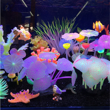Aquariums Accessories Artificial Coral Reef Glowing Lotus Leaf Mushroom luminous Stones Fish Tank Decoration with Sucker 2024 - buy cheap