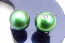 SALE 8-8.5mm Dark Green Flat Natural Freshwater Pearl Earring and Stering Silver 925 stud! -ear345 wholesale/retail Free ship 2024 - buy cheap