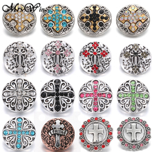 Joias com botões de pressão em forma de cruz misturada, jóias de metal com 18mm 2024 - compre barato
