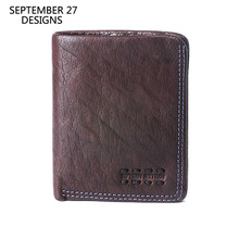 Men Slim Wallet Genuine Leather Luxury Vintage Male Short Bifold Clutch Wallets Handmade Retro Small Women Credit Card Purses 2024 - buy cheap