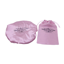 10 un oem embalagem cordão bolso presente cetim sacos para cabelo rosa capô peruca bolsa de armazenamento logotipo personalizado atacado 2024 - compre barato