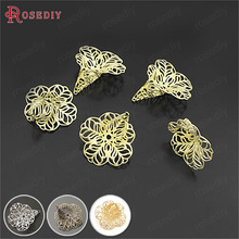 10PCS 27*24MM 24K Banhado A Ouro Cor de Bronze Grande Lily Beads Caps Descobertas Jóias Diy Brincos Acessórios Atacado 2024 - compre barato