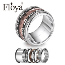 Anel de titânio floya, anel de casamento para mulheres, de aço inoxidável intercambiável, sintético, banda de noivado 2024 - compre barato