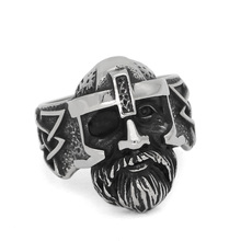 Amuleto vikingo nórdico odin face Worrior, anillo de acero inoxidable con bolsa de regalo de runas Valknut 2024 - compra barato