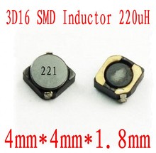 Новый SMD индуктор 3D16 220uH, чип индуктор 4*4*1,8 мм CDRH 3D16 221, защита, индуктивность, 1000 шт. 2024 - купить недорого