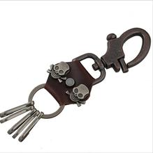 New Fashion Skeleton Genuine Cow Leather Key Holder Business Organizer Keychain Men Women Pocket Car Keys Bags keychain keyring 2024 - buy cheap