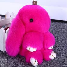 Rabbit Keychain Cute Fluffy Bunny Keychain Rex Genuine Rabbit Fur Pompom Key Ring Pom Pom Toy Doll Bag Charm Car Key Holder 2024 - buy cheap