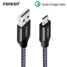 Кабель Micro USB FONKEN 2128AWG 2.4A, нейлоновый шнур для быстрой зарядки и передачи данных, провод для Samsung, Sony, HTC, LG, стандартные кабели 2024 - купить недорого