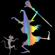 14.2cm*15cm Car Sticker 3D Dance Witch And Cat Decoration Stickers Funny Vinyl Car Styling Decal Motorcycle Sticker On Car 2024 - buy cheap