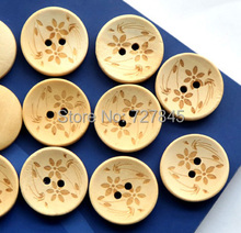 20mm Natural flower painted design pattern decoration clothing accessories sewing button, Wooden buttons (SS-k562) 2024 - buy cheap