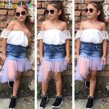 2Piece 2-7Years 2019 New Summer Outfits Children Clothing Sets Fashion Baby T-shirt+Denim Skirt Toddler Girls Clothes BC1832-1 2024 - buy cheap