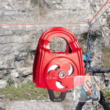 Polea de escalada de 36KN, rodamiento de bolas doble, cuerda para coluó o aparejo para espeleología, montañismo, equipo de escalada en roca 2024 - compra barato