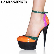 LAIJIANJINXIA Pumps 6 Inch High Heel Shoes 15cm Lady Party Heels Strappy Exotic Shoes Multi Colored Sexy Clubbing High Heels 2024 - buy cheap