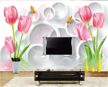 beibehang 3d wallpaper custom fashion 3D embossed tulip fresh European TV background papel de parede wallpaper Home interior 2024 - buy cheap