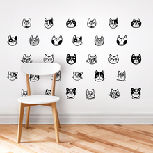 Cute Cats Wall Sticker Baby Nursery Kids Set Of 15 Cats Head Animal Wall Decal Bedroom Living Room Vinyl Home Decor Art Mural 2024 - buy cheap