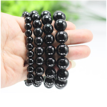Pulseiras de ágata de ônix preta artesanal, de pedra natural, adequada para homens e mulheres, joias de cristal minimalistas, 6mm-12mm 2024 - compre barato