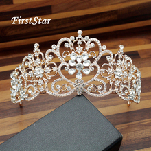 Rose Gold Wedding Bride Hair Accessories Big Luxury Crystal Crown Rhinestone Bridal Tiara For Women Party Prom Pageant Jewelry 2024 - buy cheap