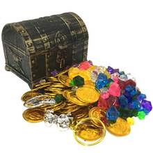 Пластиковые Золотые сокровища в виде монет капитан пиратский вечерние пират, сундук с сокровищами, сундук с сокровищами для детей, сундук с сокровищами, сундук с золотыми монетами 2024 - купить недорого