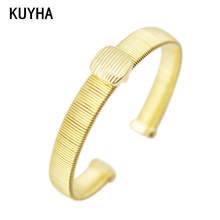 Trendy Bangle Indian Jewelry Round Bracelets Bangles Steel Wire Twining Gold Color Bracelet For Women 2024 - buy cheap