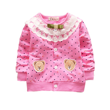 Baby Girls Bear Cardigan Lace Cotton Jackets Spring Autumn Children's Clothing Kid Clothes Long Sleeve Cartoon Fashion Terry 2024 - buy cheap