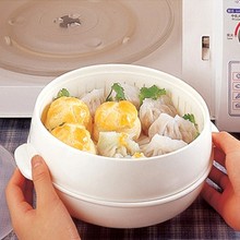 Healthy White Portable Microwave Steamer With Lid Plastic Cooking Tools Food Cookware Storage Boxes 20*11cm free shipping 2024 - buy cheap