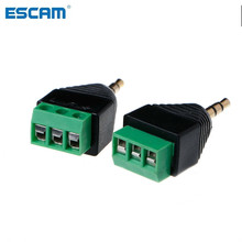 ESCAM-Terminal de vídeo estéreo macho a macho, Conector de 3 pines, 3,5mm, 1/8 pulgadas, AV, Balun de 3,5mm, bloque de terminales macho 2024 - compra barato