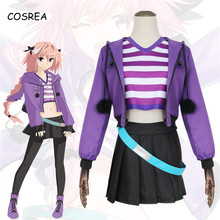 Cosrea-fantasia cosplay do fate/apocrypha astolfo, jaqueta roxa, rosa, feminina, para festas halloween 2024 - compre barato