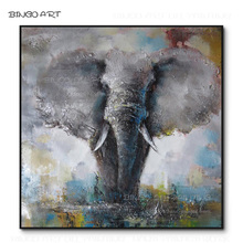 Elefante abstrato sem moldura pintado à mão de alta qualidade, moderna pintura a óleo em tela abstrata de elefante, faca para pintura de arte de parede 2024 - compre barato