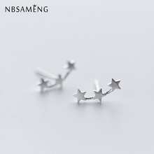 Серьги-гвоздики женские серебряные с 3 звездами, 12 Х5 мм 2024 - купить недорого