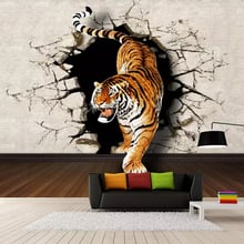 Pôster de parede com foto 3D personalizada, pintura de tigre, sala de  estar, entrada, quarto, fundo de parede, arte de parede, mural de animais