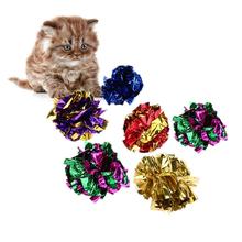 6/12/24Pcs Cat Toy Mylar Balls Colorful Ring Paper Shiny Crinkly Balls Sound Toys for Cat Kitten Interactive Ring Paper Ball 2024 - buy cheap