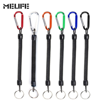 6PCS Aluminum Alloy Carabiner Keychain Rope Wire Steel Inside Coiled Missed Rope Rod Protector Elastic Rope Fishing Lanyards 2024 - buy cheap