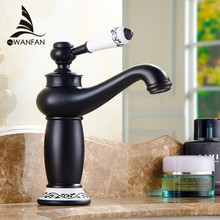 Basin Faucets Black Brass Bathroom Sink Faucet Ceramics Single Handle Hole Deck Mount Washbasin Hot And Cold Mixer Tap SY-045R 2024 - buy cheap