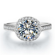 Anel de diamante moissanite real, anel clássico teste 950, ouro branco, joia para casamento 2024 - compre barato