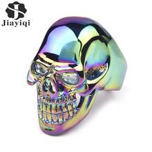 Jiayiqi Vintage Colorful Skull Ring for Men Jewelry 316L Stainless Steel Ring Punk Gothic Fashion Biker Male Party Gifts 2024 - buy cheap