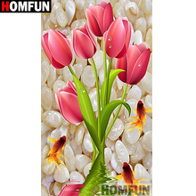 HOMFUN-pintura de diamante 5D DIY "pez flor", cuadrados o redondos de imitación bordado de diamantes, estilo punto de cruz 5D, decoración del hogar, A14628 2024 - compra barato