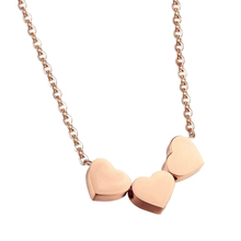 Trendy Rose Gold Silver Color Three Heart Pendant Necklace Simple Alloy Heart Necklace Fashion Jewelry Women Christmas Gift 2024 - buy cheap