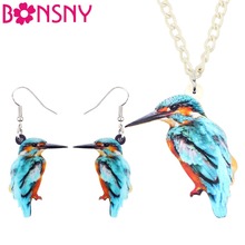 Kingfisher Pássaro Bonsny Acrílico Conjuntos de Jóias Elegantes Brincos Colar Gargantilha Pingente de Moda Para Mulheres Meninas Presente Decoração 2024 - compre barato