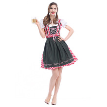 Umorden German Bavarian Oktoberfest Cosplay Women Red Plaid Beer Maid Waiter Costumes Fancy Dress Halloween 3XL Plus Size Big 2024 - buy cheap